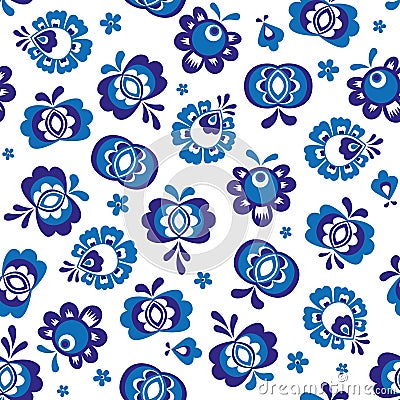 Seamless pattern made from folklore ormaments Moravia - Slovacko Vector Illustration